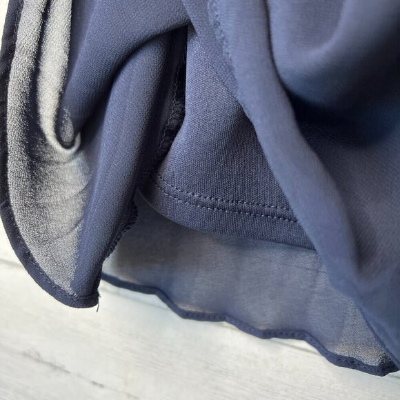 Dress Womens Size XS Navy Chiffon Sleeveless Pleated Lined Cocktail Date Night - Picture 12 of 16